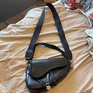 Black Pleather Women's Shoulder Bag